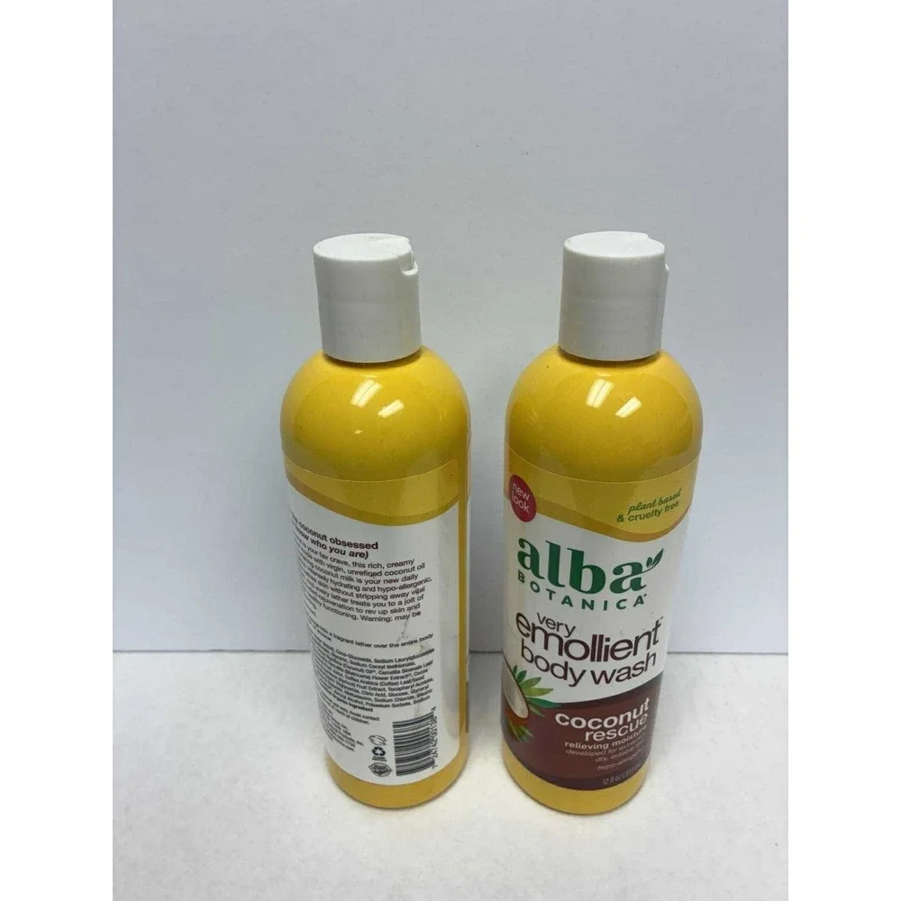 2X Alba Botanica Very Emollient Body Wash Coconut Rescue 12oz Vegan Moisturizing